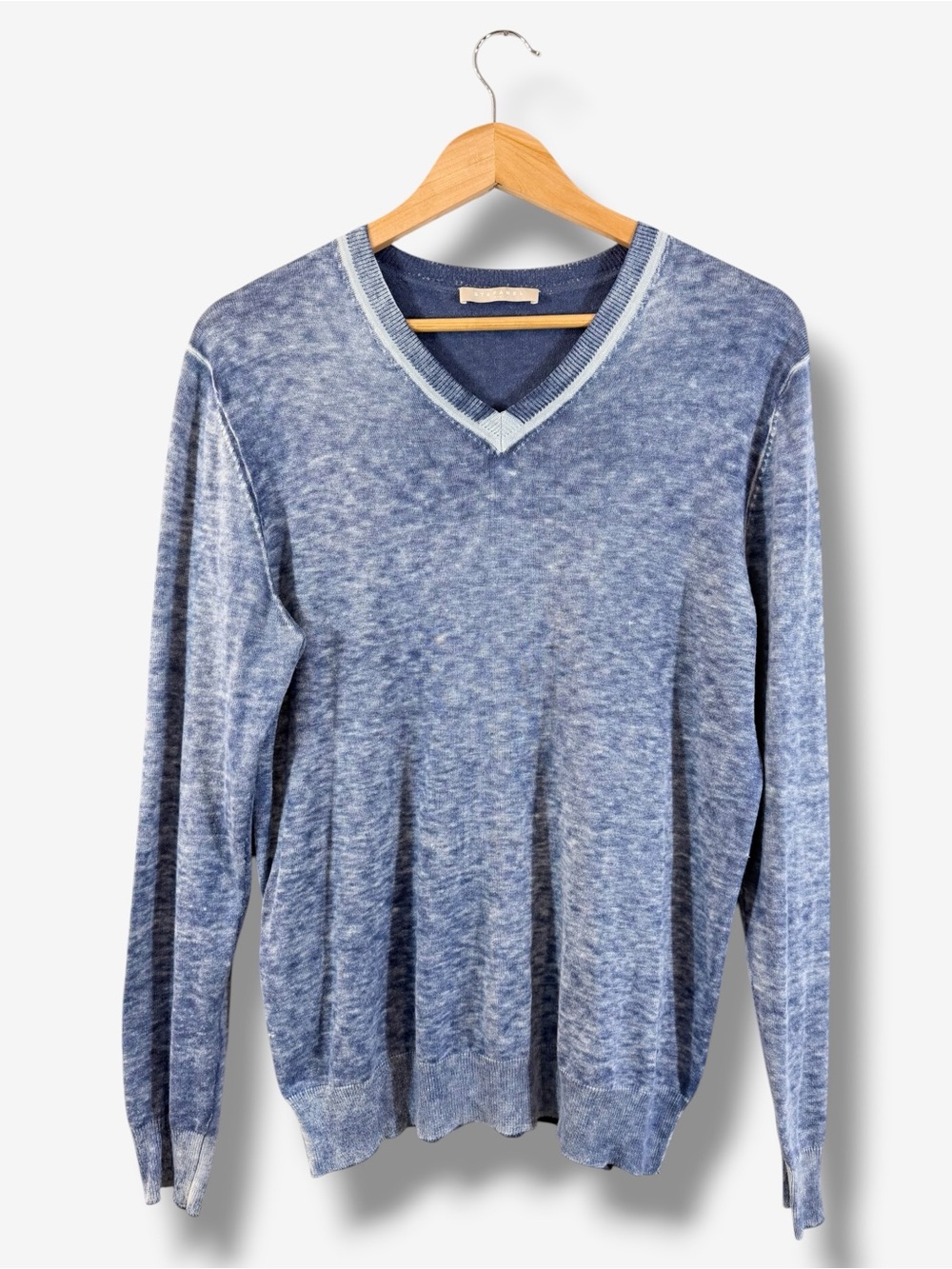 Stefanel V-Neck Jumper Sweater Size M Silk Cotton Cashmere Preppy Minimalist